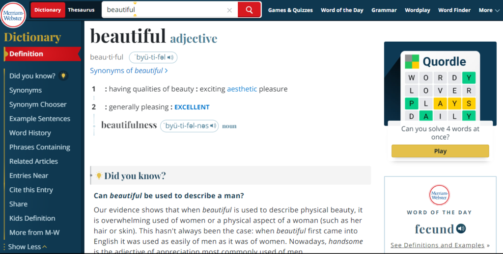 significado de beautiful | Merriam-Webster