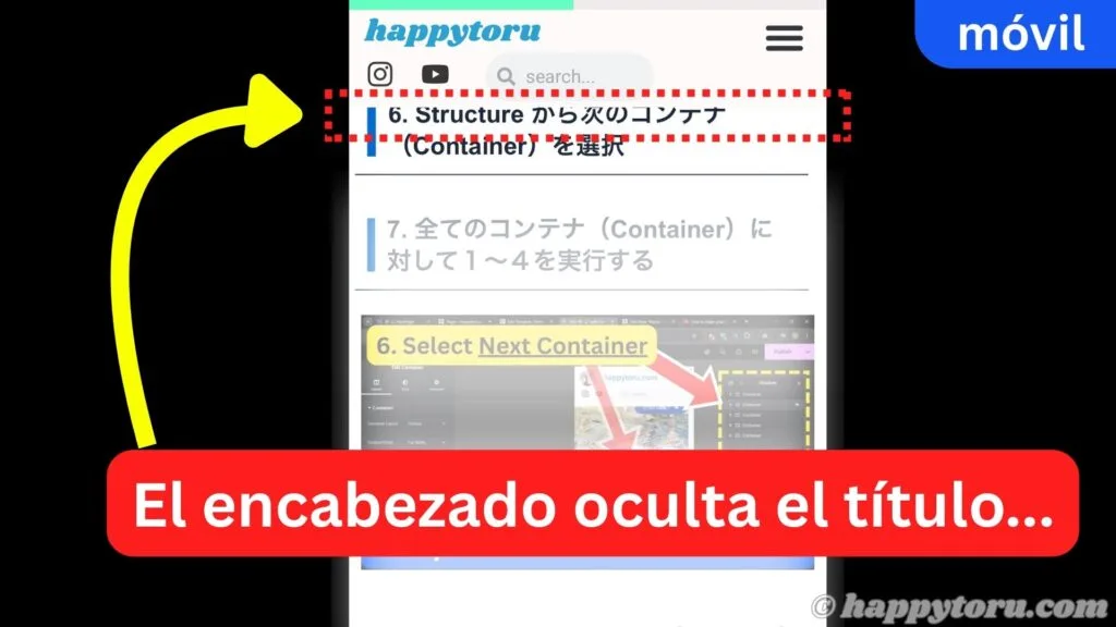 es encabezado ocluta el titulo